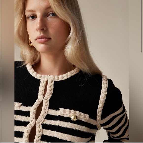 NWT J. Crew Odette Sweater Lady Jacket in Striped Boucle - Picture 2 of 9